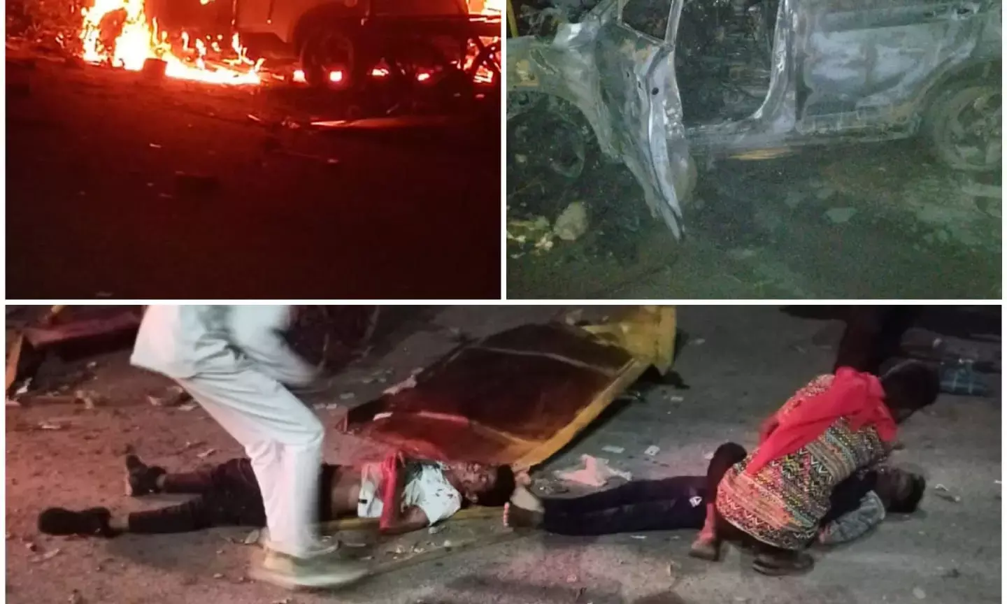 कार में जलकर एक की मौतः तेज रफ़्तार कार ने मवेशी को मारी टक्कर, हादसे के बाद कार में लगी भीषण आग, कार सवार एक की जलकर मौत, दो गंभीर