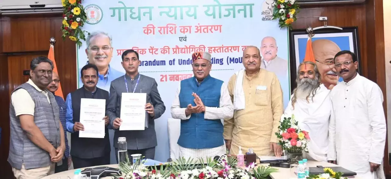 गोबर से अब बनेगा पेंटः सीएम हाउस में गोबर से प्राकृतिक पेंट बनाने की जयपुर के इंस्टीट्यूट के साथ तकनीक हस्तांतरित करने हुआ करार