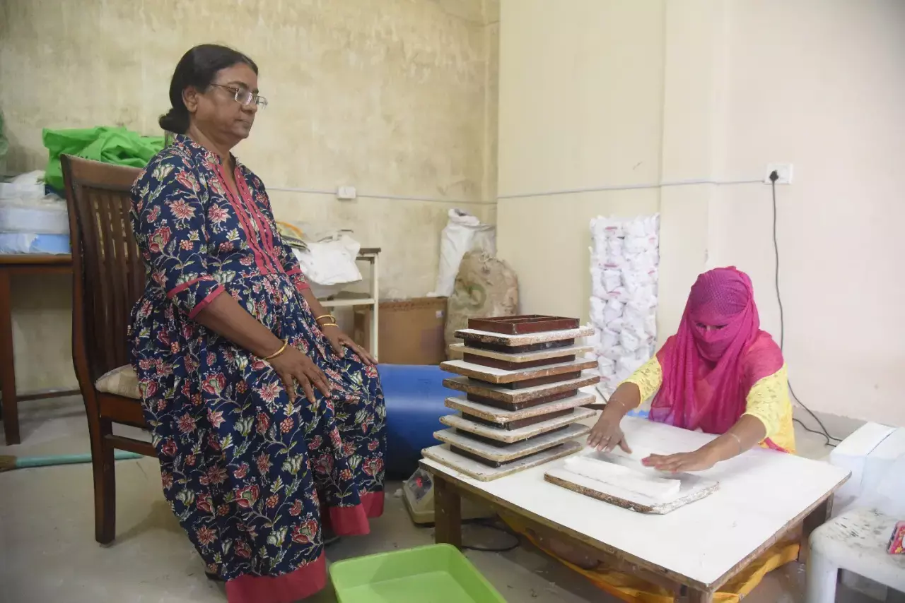 दुर्ग में मैटर्निटी पैड का स्टार्टअप आरंभ करने वाली अग्रणी महिला, मैटर्निटी पैड बनाने के लिए स्वयं एसेंबल की अल्ट्रा वायलेट मशीन, अंत्याव्यवसायी निगम से छह लाख का लोन लेकर कई महिलाओं को दे रही रोजगार