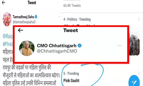 पिंक गश्त ट्वीटर पर किया ट्रेंड राजधानी पुलिस की मुहिम.. CM बघेल, गृहमंत्री ताम्रध्वज ने रिट्वीट कर दी शुभकामनाएँ