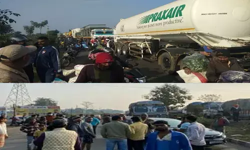 शिक्षक की हादसे में मौत: ट्रक चालक ने प्रधानपाठक समेत दो को कुचला, चक्काजाम