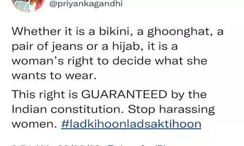 बिकनी, घूंघट या जींस... महिला क्या पहने यह उसका अधिकार...प्रियंका ने ट्वीट कर किया हिजाब का समर्थन, कोर्ट का फैसला भी कुछ देर में