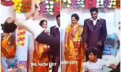 VIDEO: दूल्हा-दुल्हन के सामने कर रहा था स्टंट... फिर हुआ कुछ ऐसा, लोग हसने लगे