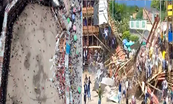 VIDEO- भयंकर हादसा: बुलफाइटिंग के दौरान भीड़ से भरा स्टैंड हुआ तबाह, चार की मौत और 60 घायल...