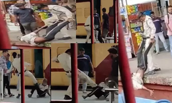VIDEO पुलिस की गुंडागर्दी: रेलवे स्टेशन पर बुजुर्ग से बेरहमी से मारपीट करते हुए वीडियो वायरल, आरक्षक सस्पेंड