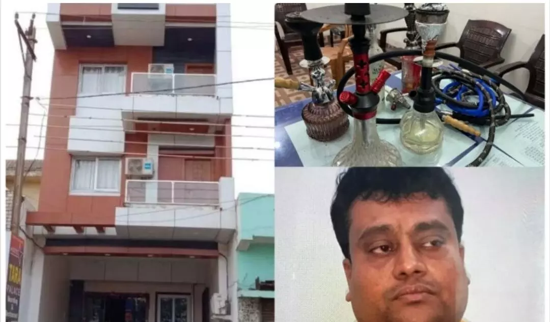 होटल के बेसमेट में हुक्का पिलाते गिरफ्तार हुआ होटल संचालक, हुक्का पाट भी हुआ जब्त