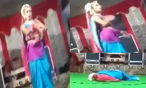 LIVE मौत का VIDEO: मां पार्वती बनकर नाच रहे युवक को आया हार्ट अटैक, स्टेज पर ही तोड़ा दम...