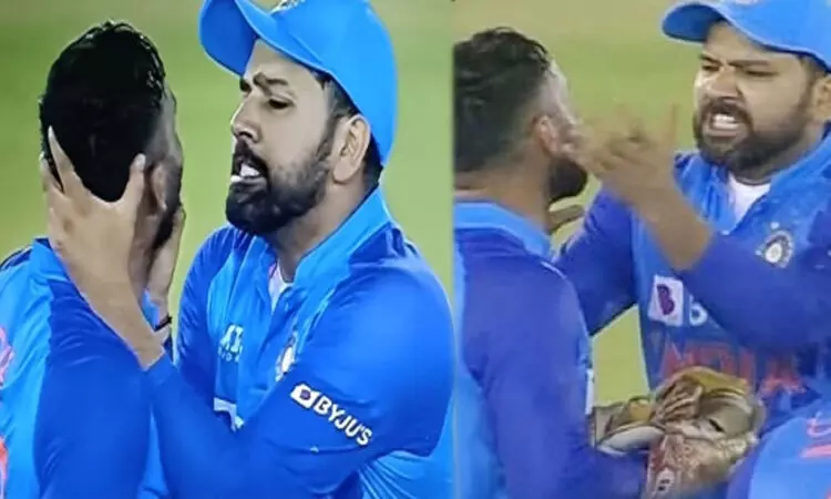 T20-VIDEO: मैदान में रोहित शर्मा ने पकड़ी दिनेश कार्तिक की गर्दन, आपा खो बैठे टीम इंडिया के कप्तान... जानिए मामला