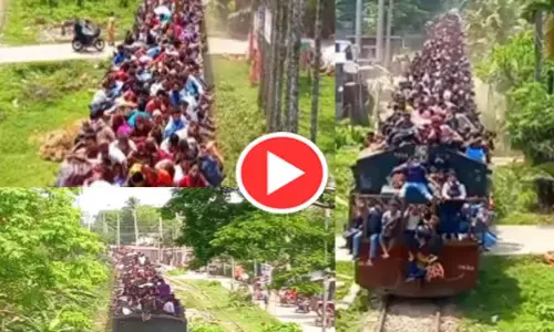 गजब का सफर: खचाखच यात्रियों की भीड़ से भरी ट्रेन, नहीं देखा होगा ऐसा खतरनाक सफर...देखें वीडियो