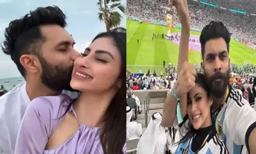 फीफा वर्ल्ड कप देखने पहुंची मौनी रॉय, मैच देखते-देखते पति संग हुई रोमांटिक...तस्वीरें आईं सामने