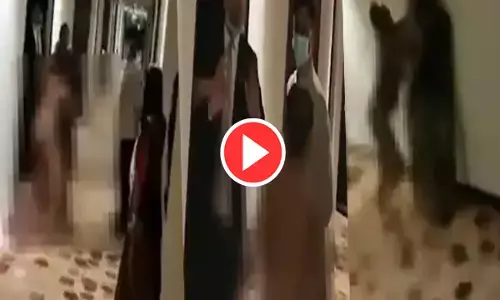 VIDEO: होटल में बिना कपड़ों के निकली महिला, कर्मचारियों के साथ की गाली-गलौज और मारपीट...मचा हंगामा...