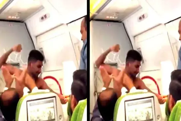 फ्लाइट के अंदर जमकर चले मुक्के: शर्ट उतारकर शख्स ने रोते हुए सह यात्री को मारे घूसे, वीडियो वायरल...