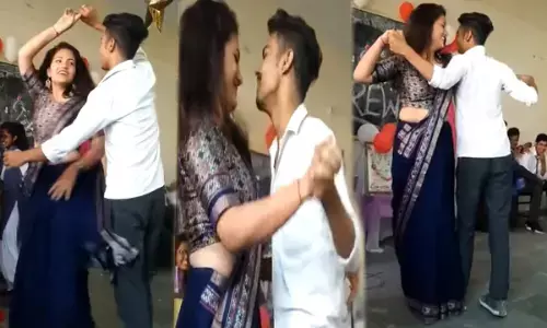 टीचर और स्टूडेंट का जबरदस्त डांस: फेयरवेल पार्टी में एक दूसरे से लिपट-लिपटकर नाचे...देखें वायरल वीडियो...