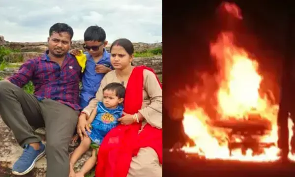Chhattisgarh: धू-धू कर जल गई व्यापारी की कार, पति-पत्नी और दो बच्चे थे सवार, 20 घंटे बाद भी कार सवार का पता नहीं, 4 लाख लेकर लौट रहे थे घर