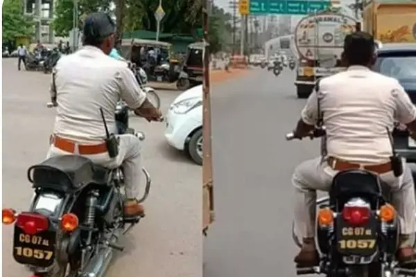 CG Durg News: ASI का कटा चालान, बिना हेलमेट के दौड़ाई बुलेट, अब देने होंगे 800 रूपए