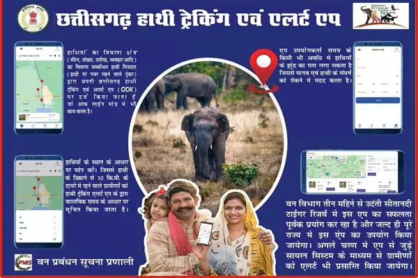छत्तीसगढ़ के जंगलों में हाथियों की हाईटेक मॉनिटरिंग:  ‘छत्तीसगढ़ एलीफेंट ट्रैकिंग एंड अलर्ट एप’ से हाथी, तेन्दुआ, भालू, जंगली भैंसों की उपस्थिति का मिलेगा अलर्ट...