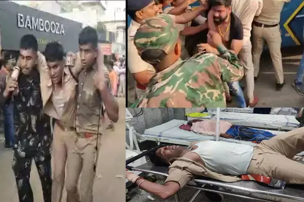 भाजयुमो के प्रदर्शन में TI को लगी गंभीर चोट, अस्पताल में भर्ती, कार्यकर्ताओं का पुलिसकर्मियों से गाली-गलौज का Video वायरल