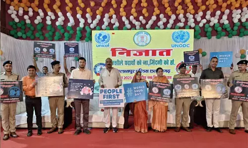 बिलासपुर पुलिस ने नशा निषेध दिवस पर संयुक्त राष्ट्र की संस्था के साथ मिलकर दिया नशे विरुद्ध संदेश...