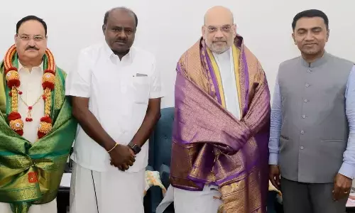 NDA JDS Alliance: NDA में शामिल हुई JDS, शाह और नड्डा की मौजूदगी में कुमारस्वामी ने थामा दामन