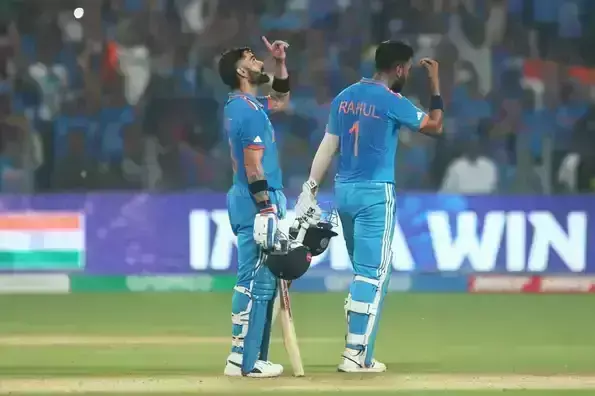 World Cup 2023 : वर्ल्ड कप 2023 में भारत की लगातार चौथी जीत, कोहली ने जड़ा 48वा शतक, भारत ने मुकाबले को 7 विकेट से जीता....