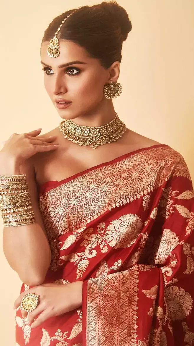 कातिल निगाहें, कयामत लुक, एक्ट्रेस तारा सुतारिया ने रेड बनारसी साड़ी में करवाई शानदार फोटोशूट, देखिए तस्वीरें