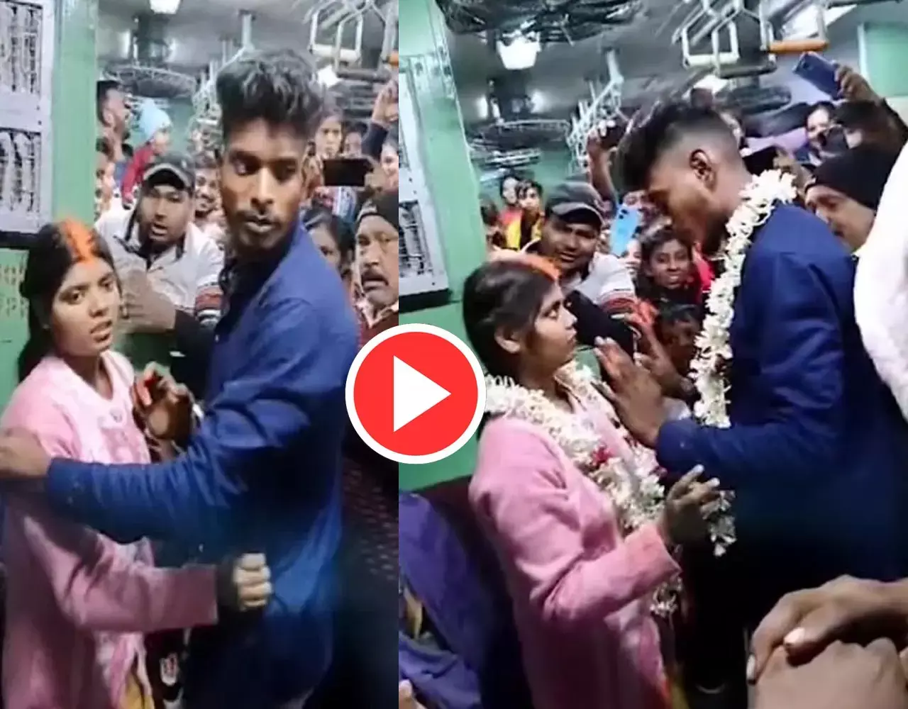 Viral Video: OMG! ना मंदिर, ना कोई मंडप, चलती ट्रेन में युवक-युवती ने रचाई शादी, देखकर लोग बोले- हे प्रभु ये क्या...