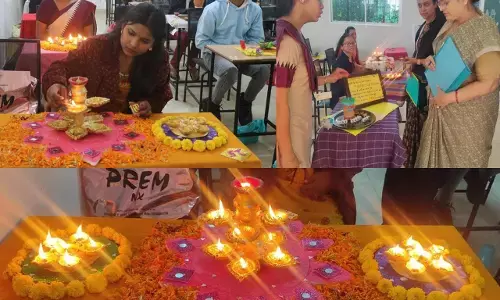 Pt. Harishankar Shukla Memorial College: पं. हरिशंकर शुक्ल स्मृति महाविद्यालय में दीया सज्जा एवं केश सज्जा में दिखाया कमाल...