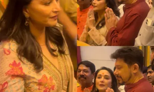 Madhuri Dixit News: पति संग माधुरी दीक्षित ने सिद्धिविनायक मंदिर जाकर लिया आशीर्वाद, तस्वीरें हुई वायरल...