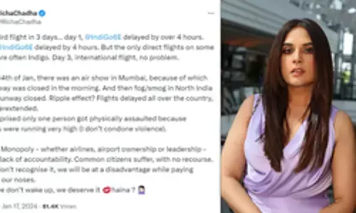 Richa Chadha News: इंडिगो की फ्लाइट 4 घंटे लेट, ऋचा चड्ढा ने सोशल मीडिया पर किया पोस्ट...