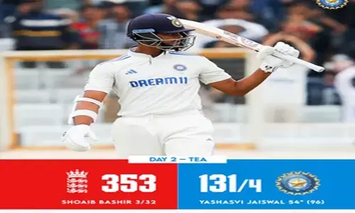 Test Match News : जायसवाल का अर्धशतक, लेकिन बशीर ने झटके तीन विकेट,भारत चाय तक 131/4