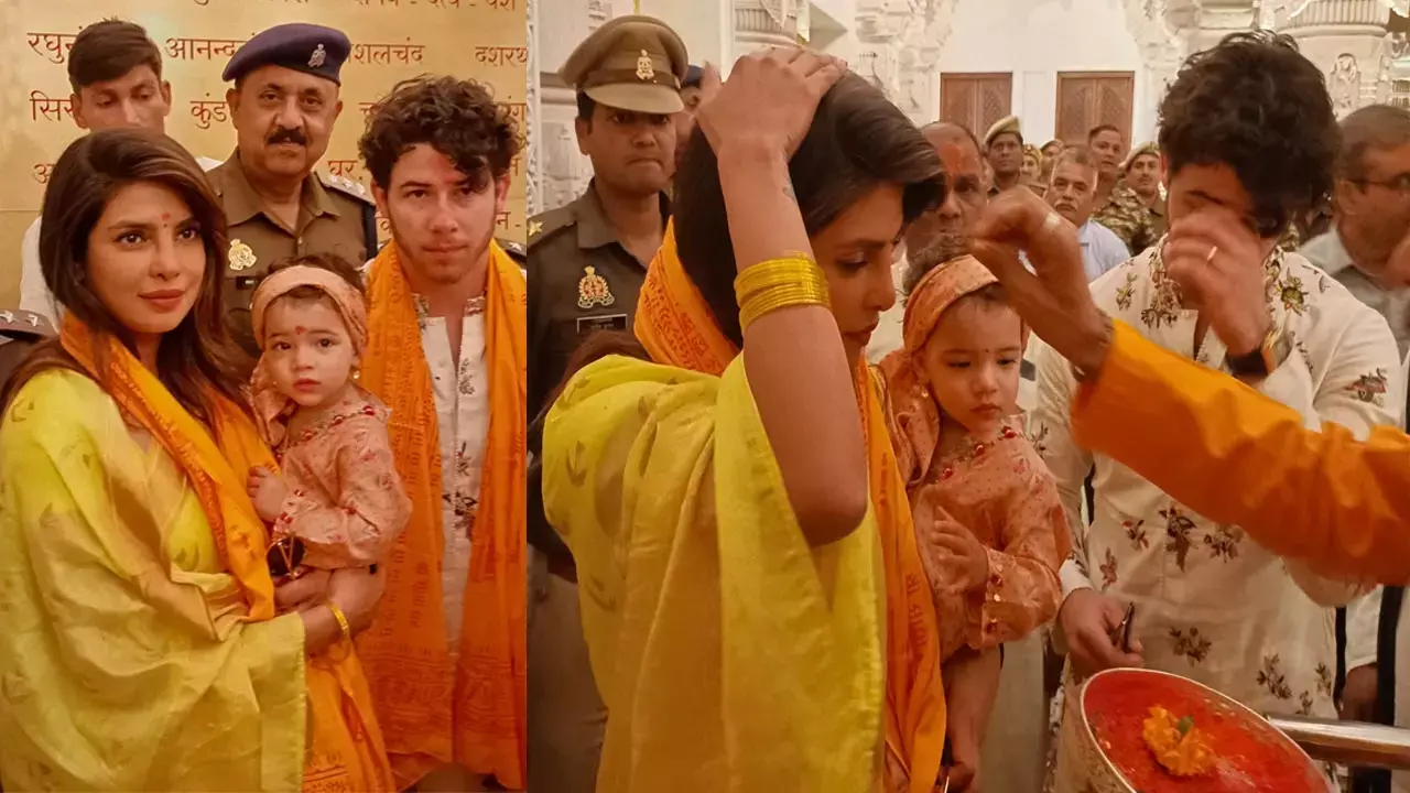 Priyanka-Nick In Ayodhya: बेटी-पति संग प्रियंका चोपड़ा पहुंचीं अयोध्या, मालती को गोद में उठाकर किए रामलला के दर्शन, देखिए तस्वीरें