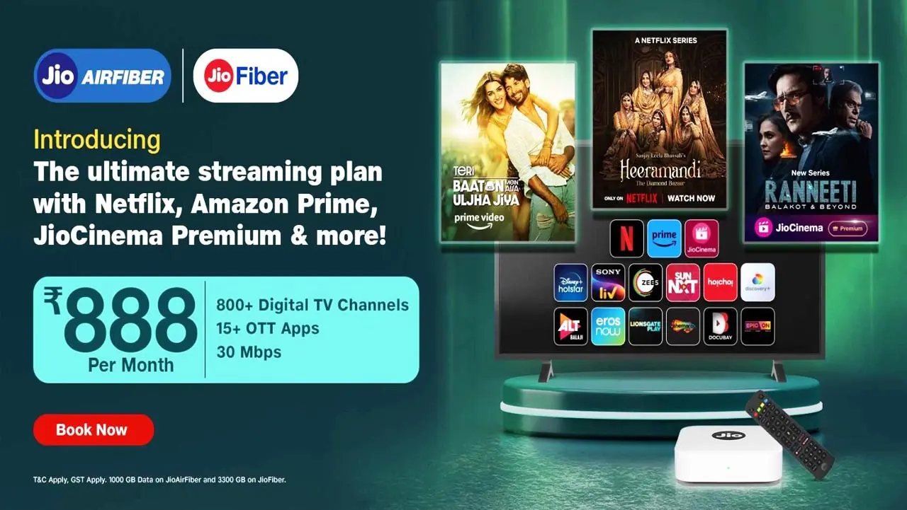 JIO OTT Streaming Plan: JIO ने ₹ 888/माह की कीमत पर बेहतरीन OTT स्ट्रीमिंग प्लान पेश किया...