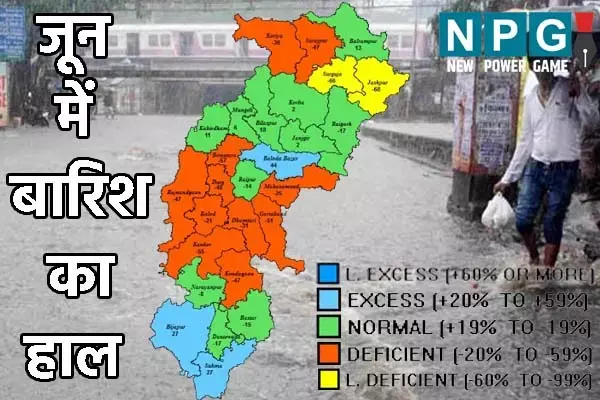Rain in Chhattisgarh: जून में सामान्‍य से कम हुई बारिश: छत्‍तीसगढ़ 2 जिलों में बहुत कम बरसे मेघ, जानिये..जून में कहां कितनी हुई ब‍ारिश