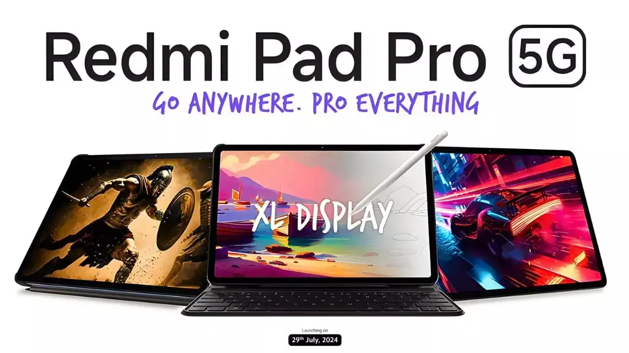 Redmi Pad Pro 5G: 12.1 इंच की बड़ी स्क्रीन और स्नैपड्रैगन 7s जेन 2 प्रोसेसर के साथ 29 जुलाई 2024 को भारत में होगा लॉन्च...