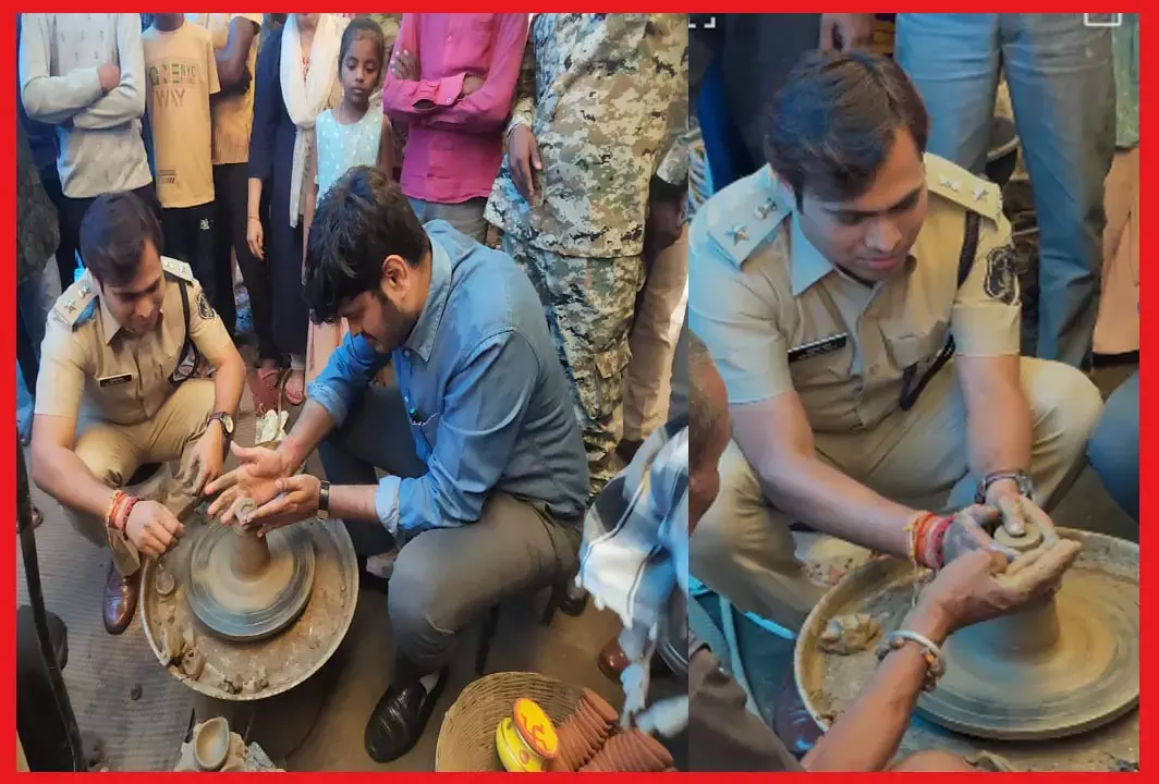 Mungeli Collevtor, SP: मिट्टी के दीये बनाते कलेक्टर-एसपी, चाक पर कुम्हारों से भी तेज हाथ चलाए, देखिए फोटो और वीडियो
