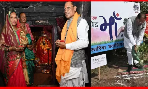 मुख्यमंत्री विष्णुदेव ने मां दंतेश्वरी की पूजा-अर्चना की, एक पेड़ मां के नाम अभियान के तहत बस्तरिया बटालियन परिसर में लगाया नीम का पौधा