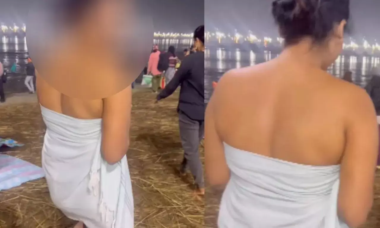 Maha Kumbh 2025 Viral Video: बेशर्मी की हदें पार... सिर्फ महाकुंभ में तौलिया लपेट डूबकी लगाने पहुंची लड़की, अश्लीलता देख लोगों का खौला खून, और फिर...
