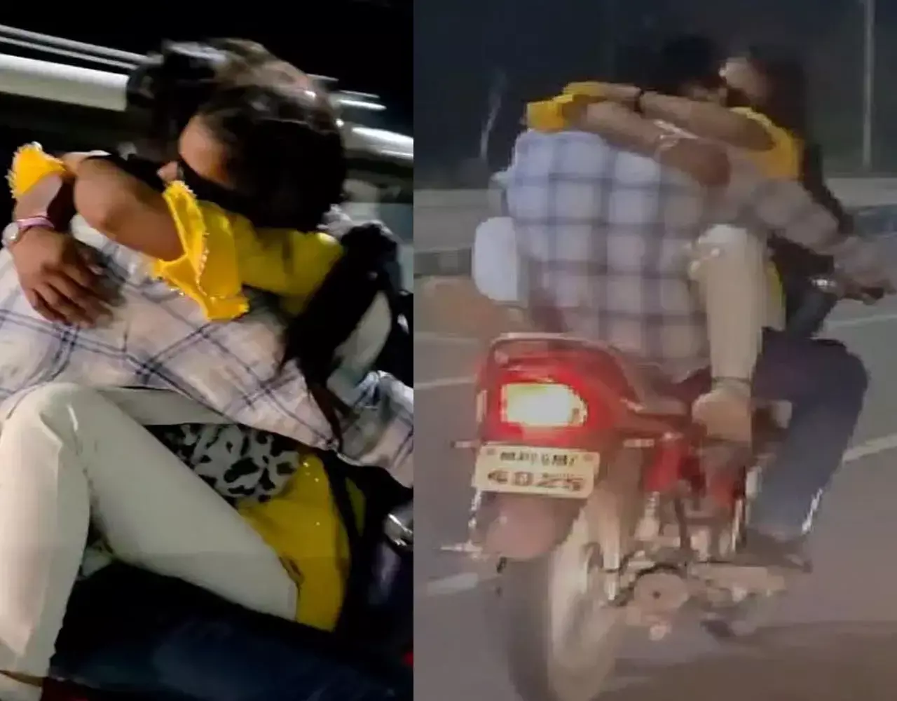 Romance in Bike Video: चलती बाइक पर जानलेवा इश्कबाज: रोमांस करते नजर आया कपल, वायरल हुआ वीडियो...