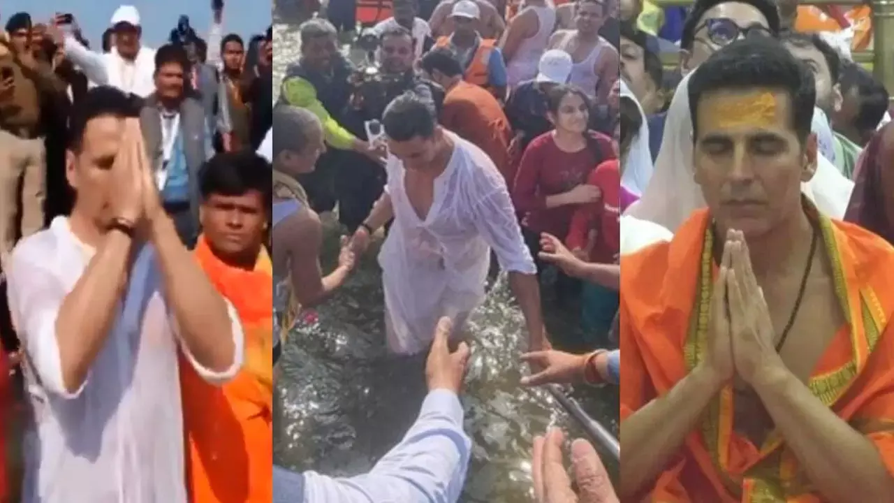 Akshay Kumar in Maha Kumbh: सादा कुर्ता पायजामा, माथा टेका, हाथ जोड़े और फिर लगाई संगम में डुबकी, महाकुंभ के मेले पहुंचे खिलाड़ी अक्षय कुमार, देखिए...
