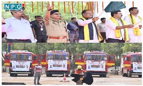 मुख्यमंत्री विष्णु देव साय ने 20 नए अग्निशमन वाहनों को दिखाई हरी झंडी, नवा रायपुर में आवासीय परिसर का किया लोकार्पण