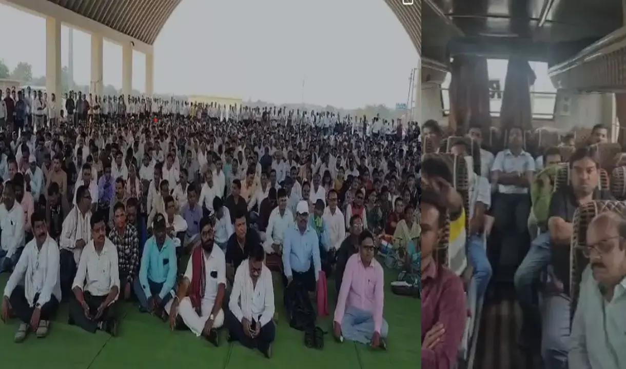 CG Yuktiyuktkaran: शिक्षकों का बड़ा प्रदर्शन, 23 संगठनों के शिक्षक तूता धरना स्थल पहुंचे, थोड़ी देर में करेंगे मंत्रालय घेराव
