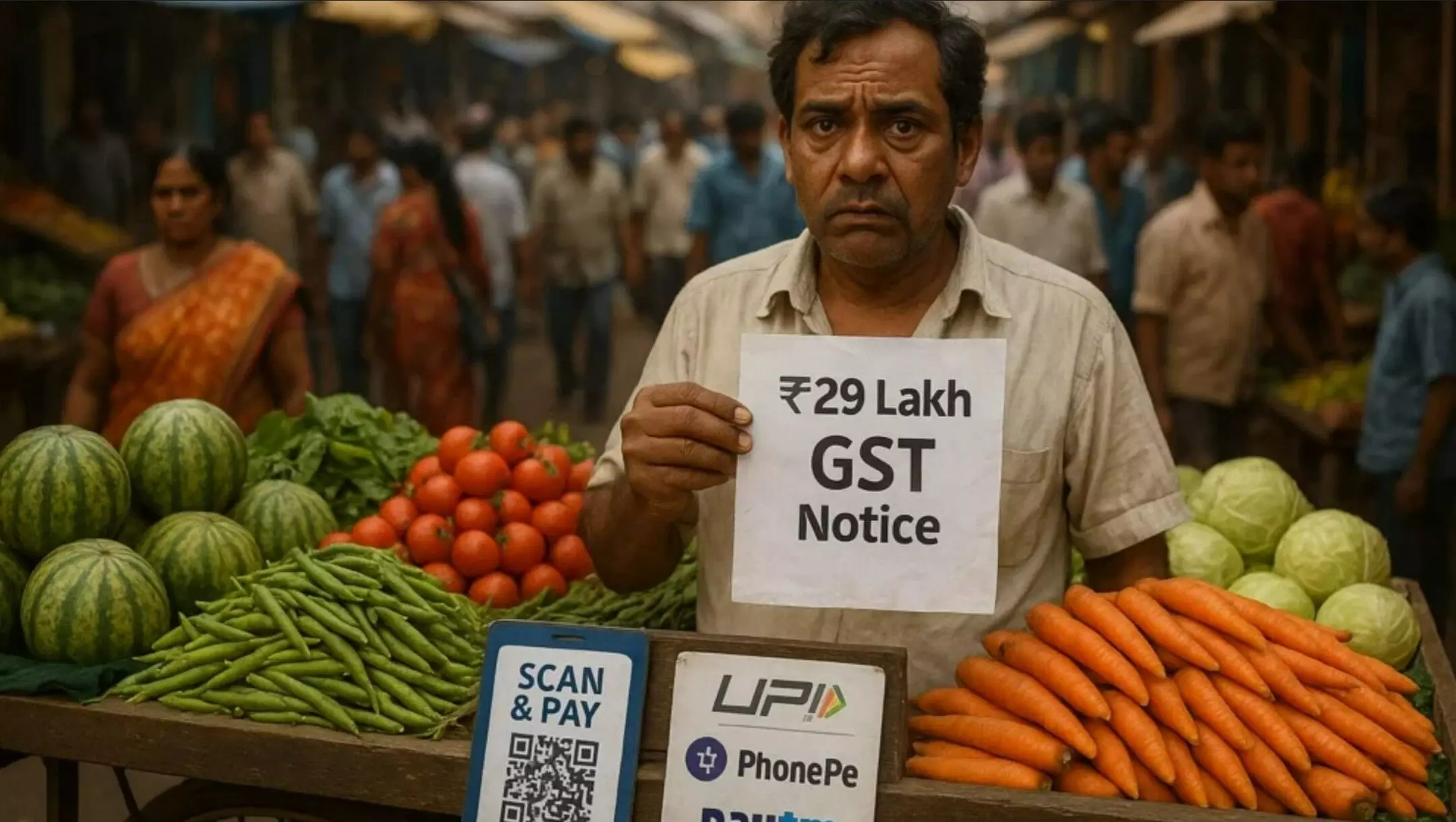 GST Notice Sabji Wala: सावधान! सब्जी विक्रेता को मिला 29 लाख का GST नोटिस, 4 साल में किया था 1.63 करोड़ का UPI लेनदेन,  दुकानदार बोले- ताजा सब्जियां तो टैक्स फ्री हैं!