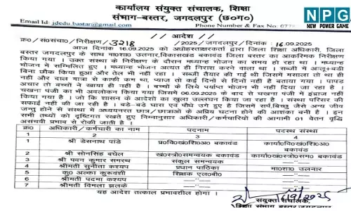 CG Jagdalpur News: MDM में लापरवाही: BEO, BRC समेत सात की रोकी गई वेतन वृद्धि