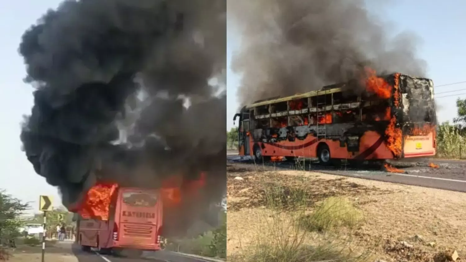 जैसलमेर में बड़ा सड़क हादसा: चलती बस में लगी भीषण आग; 10 से अधिक की मौत, 15 यात्री झुलसे..