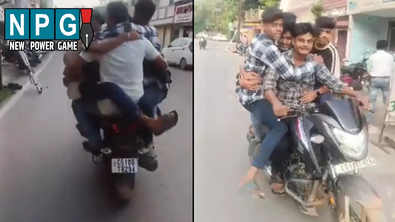 Bilaspur Bike Stunt Viral Video: 5 युवकों ने बीच सड़क पर की जानलेवा स्टंटबाजी: बाइक को समझ बैठे झूला, वीडियो वायरल होते पुलिस तक जा पहुंचा और फिर.,..