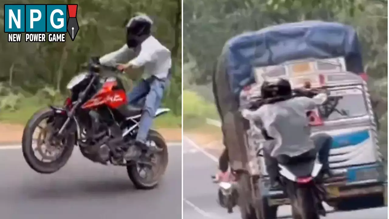 Jashpur Bike Stunt: रील्स के लिए ट्रक के आगे किया खतरनाक बाइक स्टंट: देखने वालों की बढ़ गई दिल की धड़कन, लोगों ने की कार्रवाई की मांग