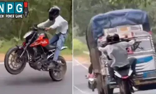 Jashpur Bike Stunt: रील्स के लिए ट्रक के आगे किया खतरनाक बाइक स्टंट: देखने वालों की बढ़ गई दिल की धड़कन, लोगों ने की कार्रवाई की मांग