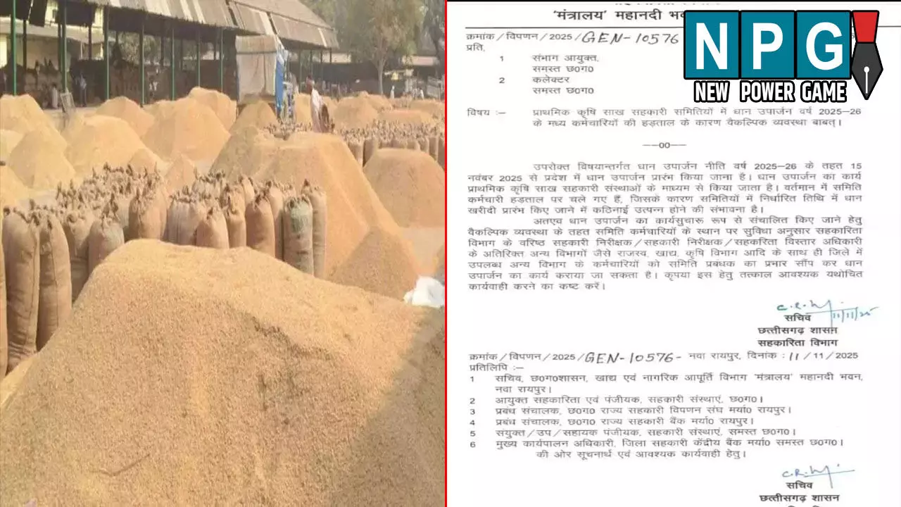 CG Paddy News: हड़ताल से धान खरीदी होगी बाधित? धान खरीदी शुरू होने में 48 घंटे बचा, कर्मचारियों की हड़ताल से अफसरों के हाथ-पांव फुले, सरकार ने कमिश्नरों को लिखा ये पत्र....