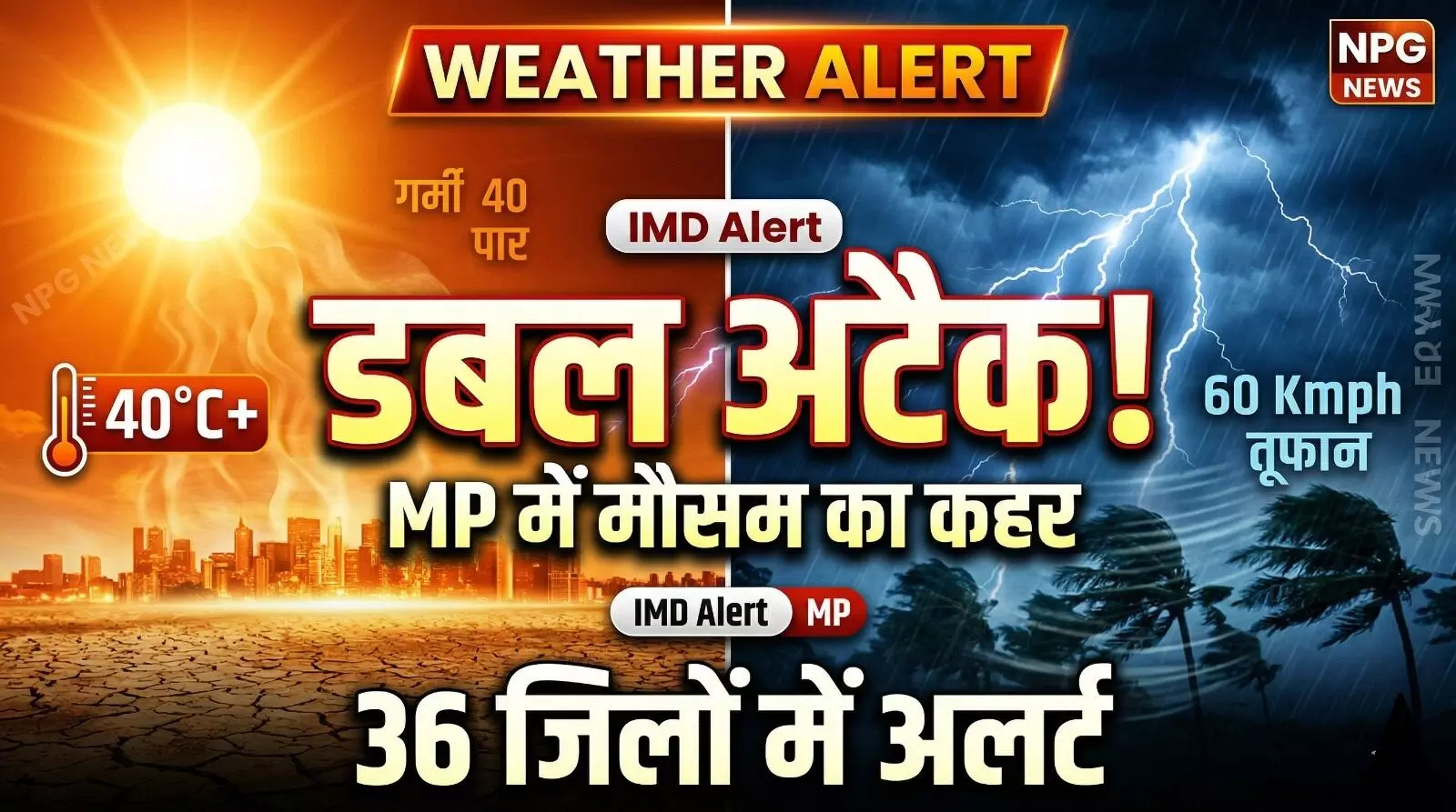 MP Weather Update: मध्य प्रदेश में कुदरत का डबल अटैक! खजुराहो में पारा 40 ke पार, 36 जिलों में 60kmph की आंधी-बारिश का अलर्ट, जानें अपने जिले का हाल