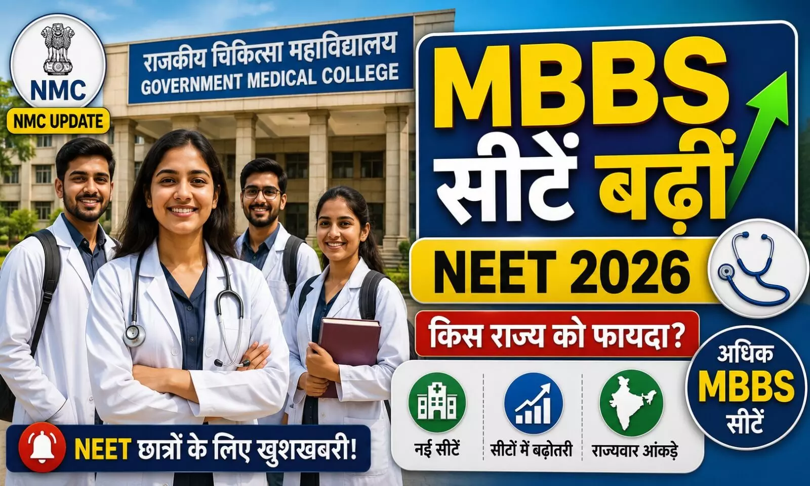 NEET 2026 वालों के लिए बड़ी खुशखबरी: NMC ने बढ़ाईं MBBS की इतनी सीटें, चेक करें किस राज्य को मिला कितना फायदा?